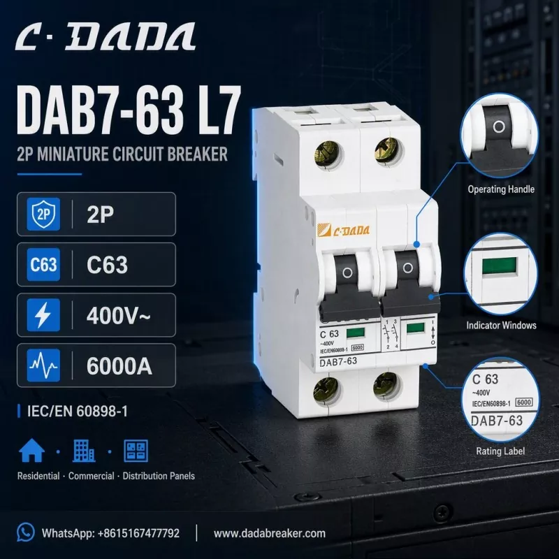 DAB7-63 L7 2P MCB - ຊັດເຈນ, ການປົກປ້ອງກະທັດຮັດສໍາລັບແຜງການແຈກຢາຍ
